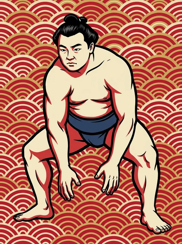 AI-generated illustration of a representative sumo wrestler. Not a photograph or a likeness of Takadayama Keisuke.
