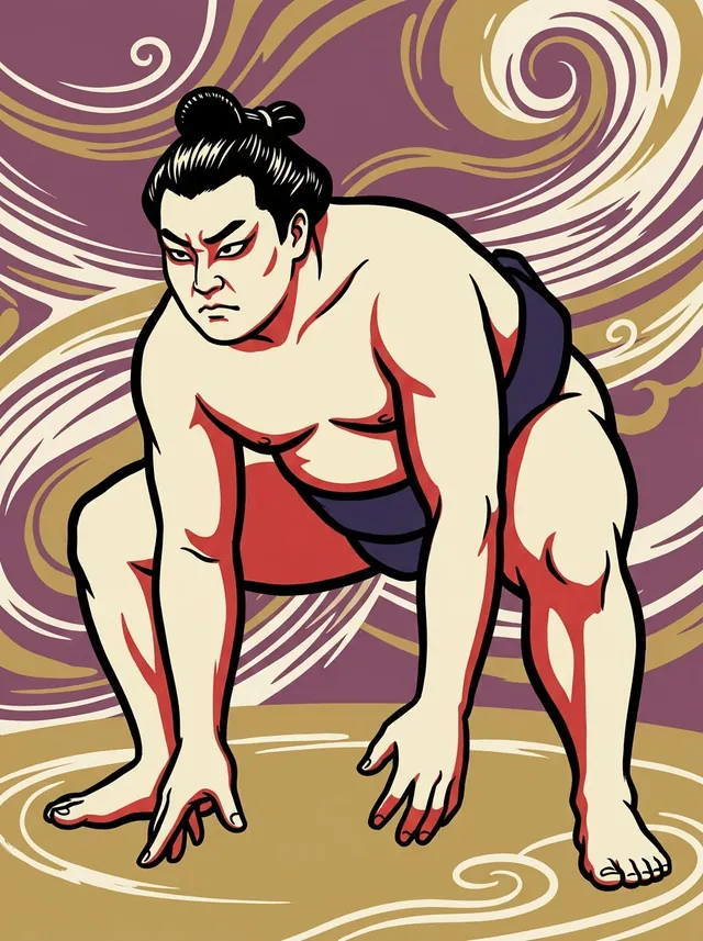 AI-generated illustration of a representative sumo wrestler. Not a photograph or a likeness of Ohirayama Keishiro.