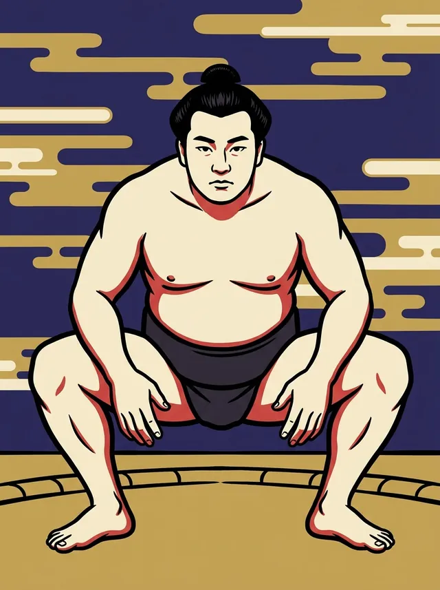 AI-generated illustration of a representative sumo wrestler. Not a photograph or a likeness of Satonishiki Hiroji.