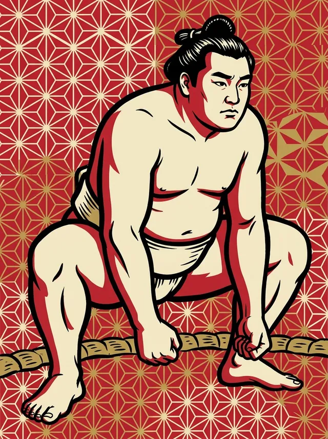 AI-generated illustration of a representative sumo wrestler. Not a photograph or a likeness of Kitamigata Masayoshi.