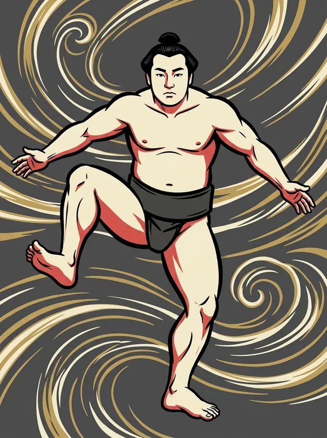 AI-generated illustration of a representative sumo wrestler. Not a photograph or a likeness of Nishikiryu Hidehiro.