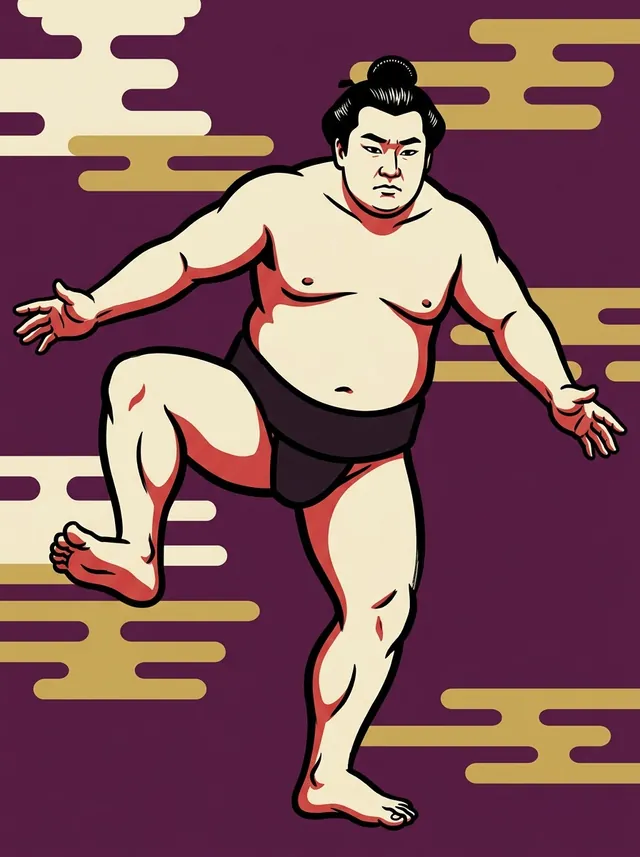 AI-generated illustration of a representative sumo wrestler. Not a photograph or a likeness of Sobuyama Nobuo.