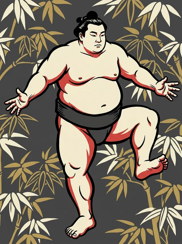 AI-generated illustration of a representative sumo wrestler. Not a photograph or a likeness of Takanonami Sadahiro.