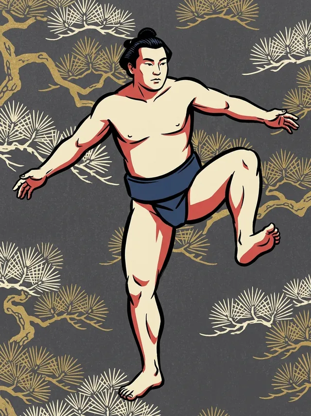 AI-generated illustration of a representative sumo wrestler. Not a photograph or a likeness of Tomonohana Shinya.