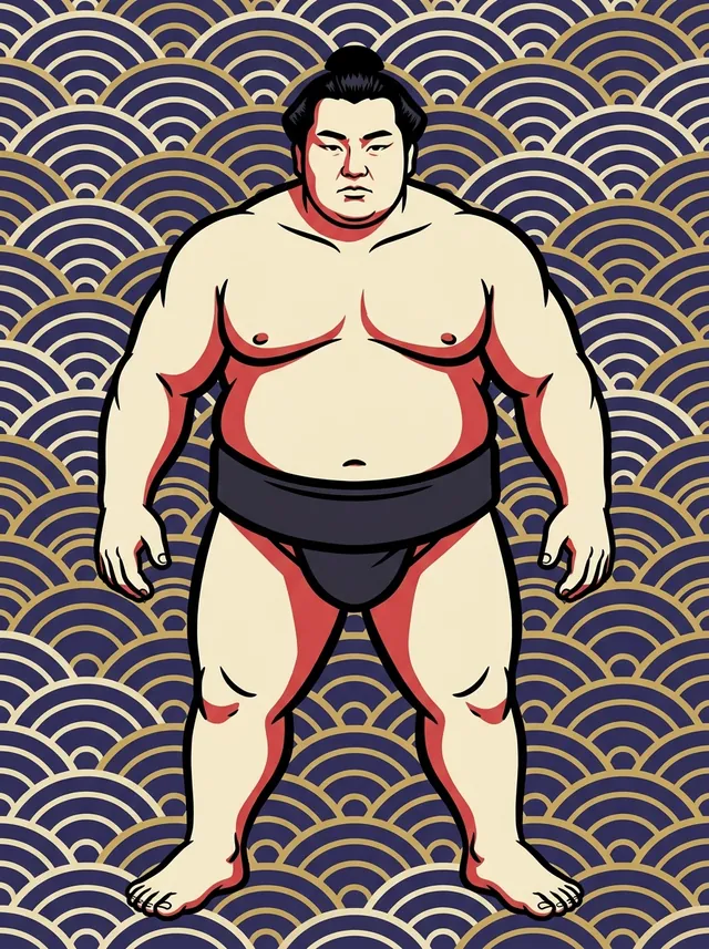 AI-generated illustration of a representative sumo wrestler. Not a photograph or a likeness of Musoyama Masashi.