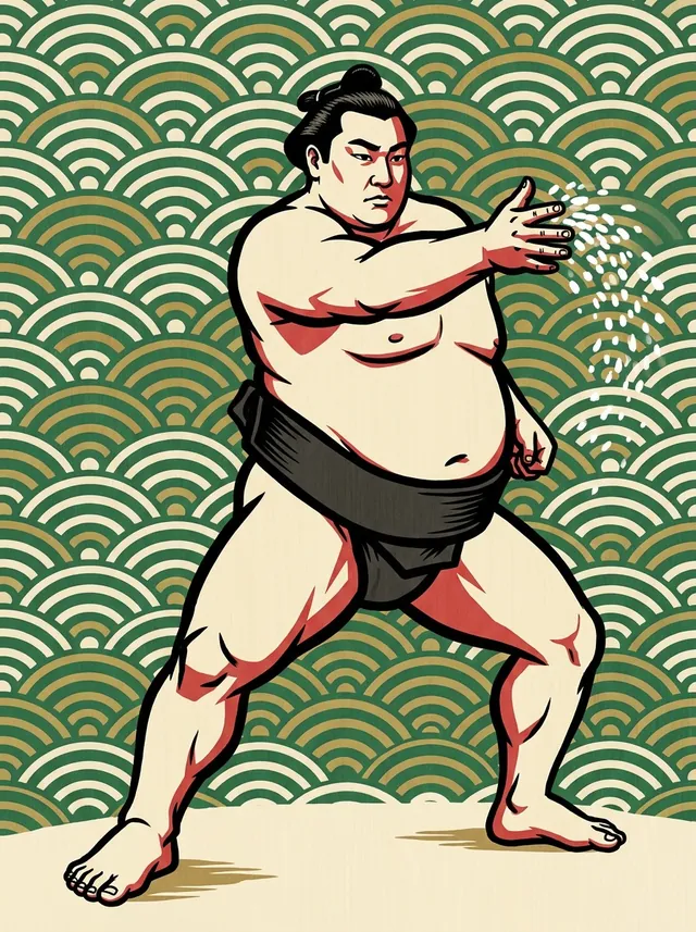 AI-generated illustration of a representative sumo wrestler. Not a photograph or a likeness of Koganeyama Koichiro.