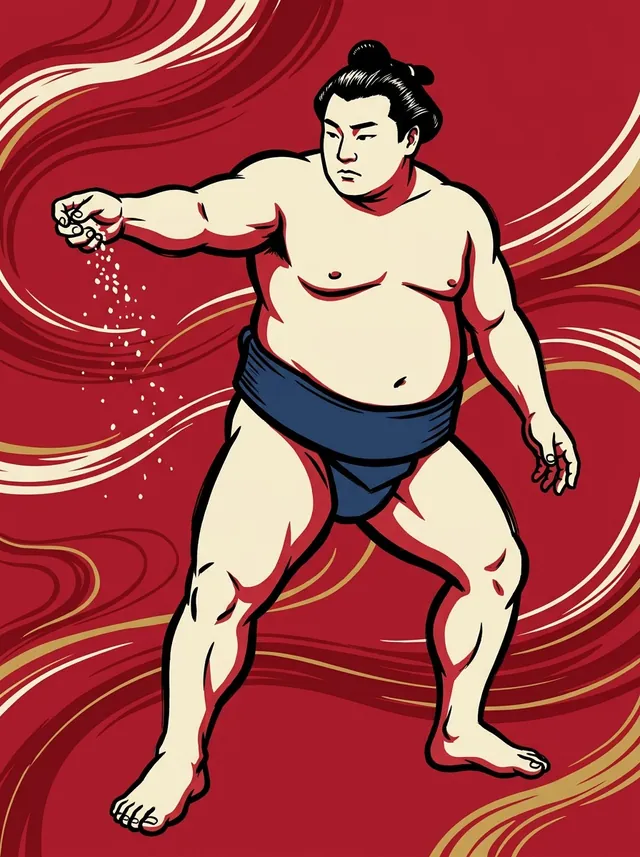 AI-generated illustration of a representative sumo wrestler. Not a photograph or a likeness of Iwakigawa.