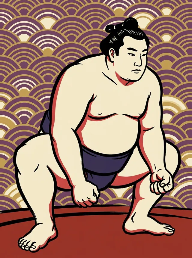AI-generated illustration of a representative sumo wrestler. Not a photograph or a likeness of Shiraneyama.