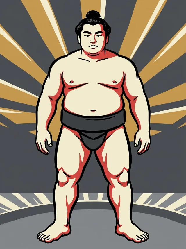 AI-generated illustration of a representative sumo wrestler. Not a photograph or a likeness of Kaishin Ei.