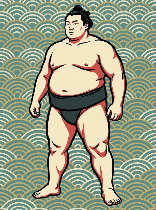 AI-generated illustration of a representative sumo wrestler. Not a photograph or a likeness of Toyohibiki Ryuta.