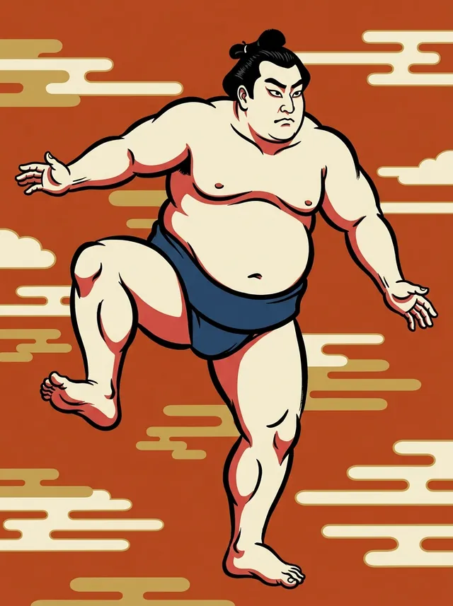 AI-generated illustration of a representative sumo wrestler. Not a photograph or a likeness of Tochiozan Yuichiro.