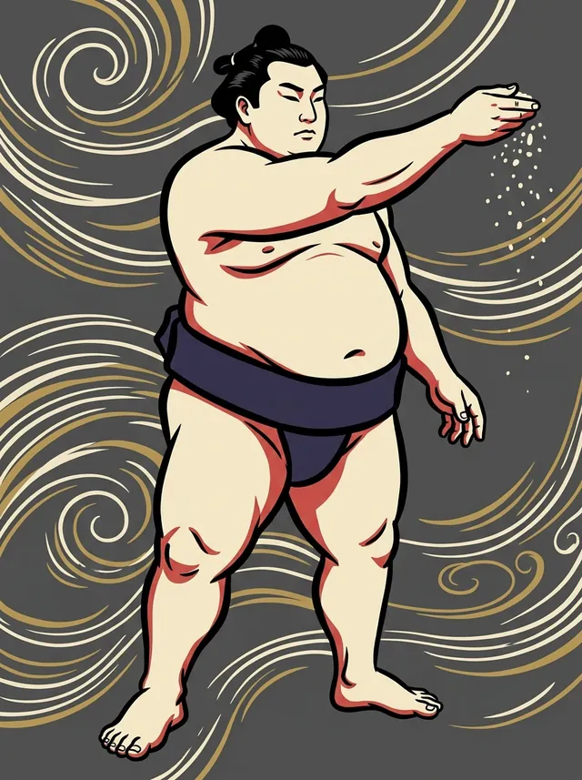 AI-generated illustration of a representative sumo wrestler. Not a photograph or a likeness of Ikioi Shota.