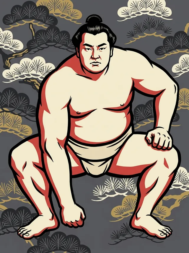 AI-generated illustration of a representative sumo wrestler. Not a photograph or a likeness of Takanowaka Yuki.
