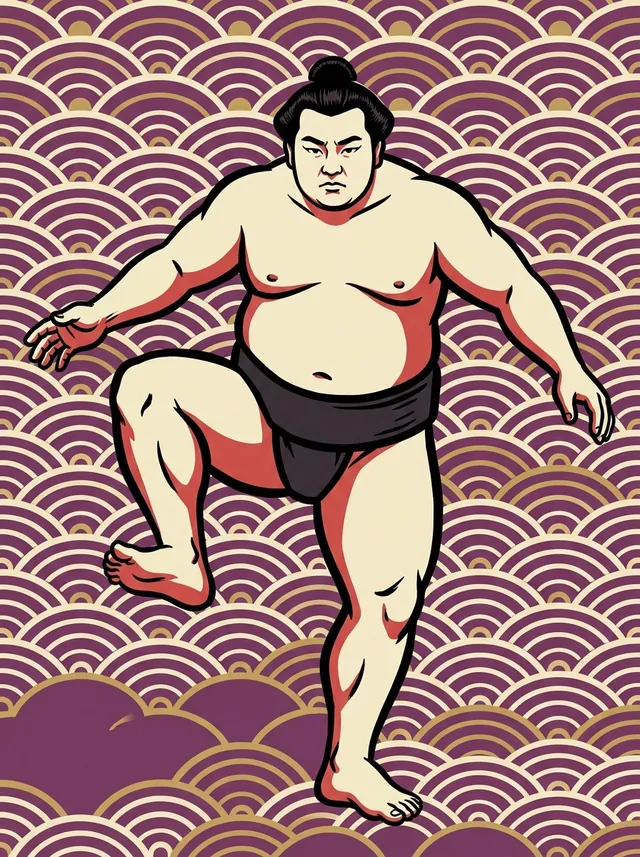 AI-generated illustration of a representative sumo wrestler. Not a photograph or a likeness of Chiyoarashi Yoshinobu.