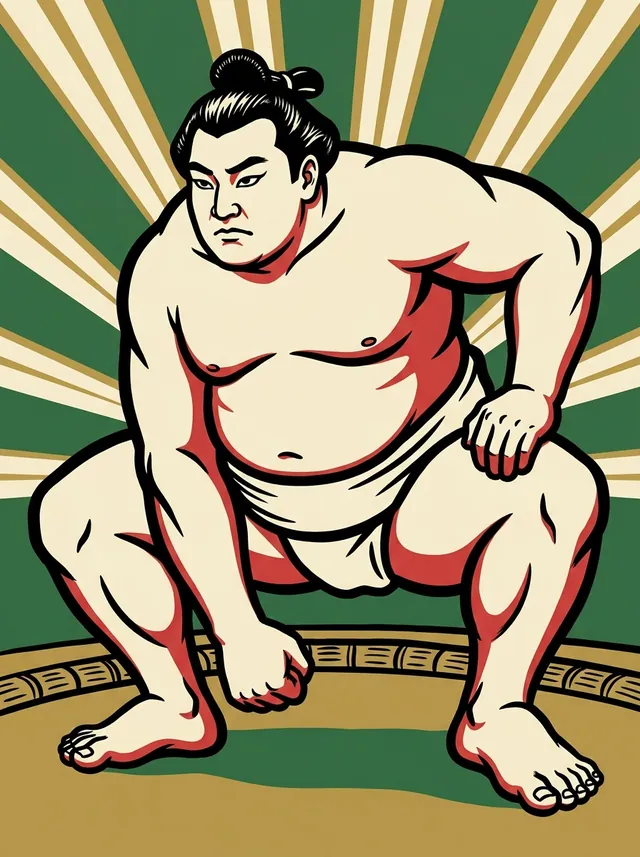 AI-generated illustration of a representative sumo wrestler. Not a photograph or a likeness of Tochisakae Atsushi.
