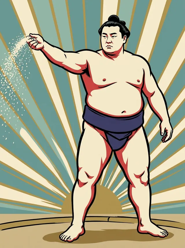 AI-generated illustration of a representative sumo wrestler. Not a photograph or a likeness of Yutakafuji Tsukasa.