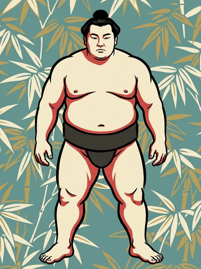 AI-generated illustration of a representative sumo wrestler. Not a photograph or a likeness of Miyabiyama Tetsushi.