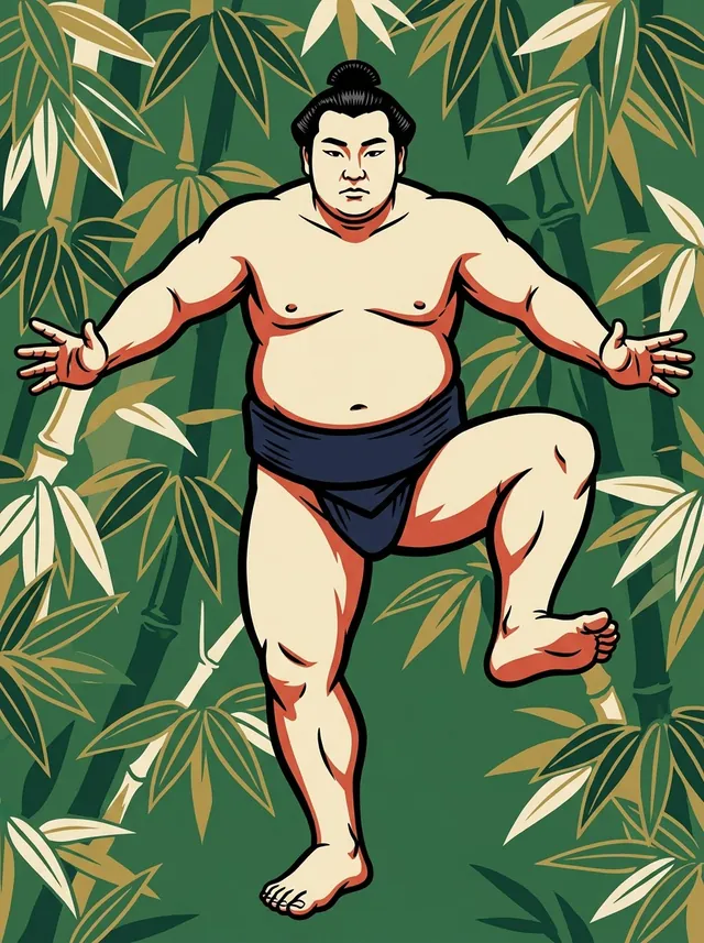 AI-generated illustration of a representative sumo wrestler. Not a photograph or a likeness of Futatsukuba Yuto.