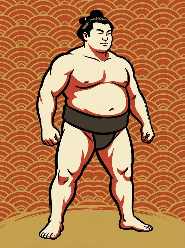 AI-generated illustration of a representative sumo wrestler. Not a photograph or a likeness of Sokokurai Eikichi.