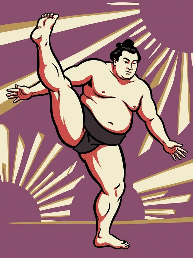 AI-generated illustration of a representative sumo wrestler. Not a photograph or a likeness of Takanosho Nobuaki.