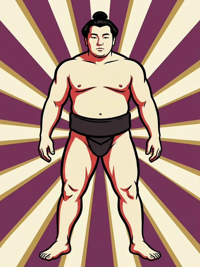 AI-generated illustration of a representative sumo wrestler. Not a photograph or a likeness of Takanoumi.