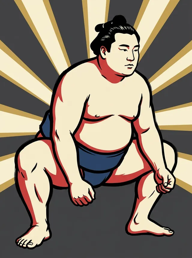 AI-generated illustration of a representative sumo wrestler. Not a photograph or a likeness of Tamahinada.