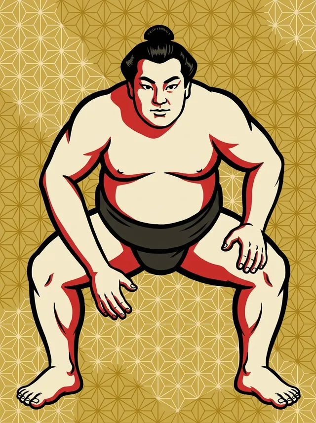 AI-generated illustration of a representative sumo wrestler. Not a photograph or a likeness of Tamashoho Manpei.