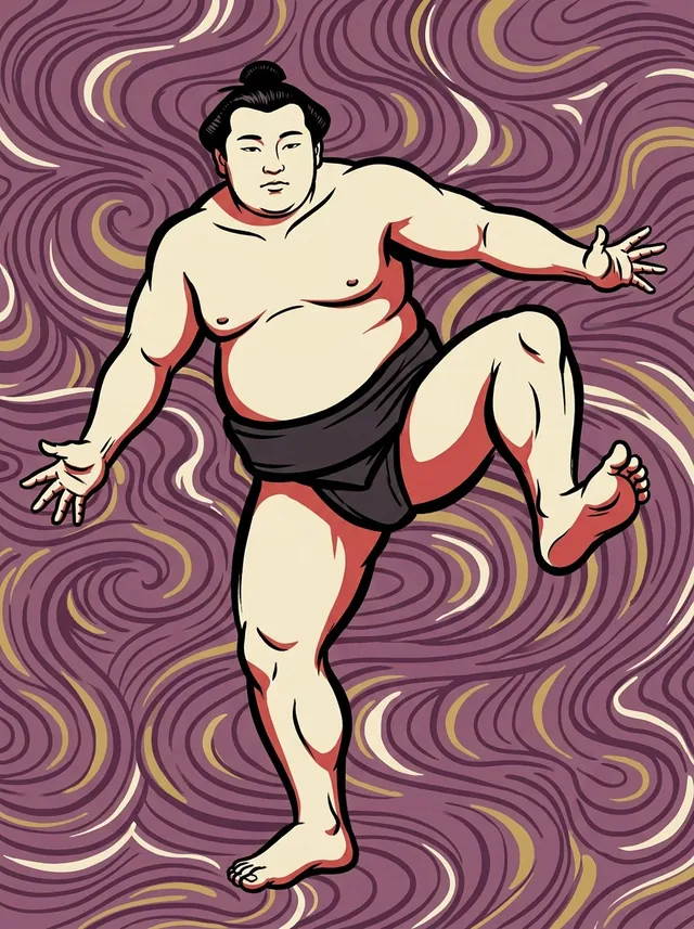 AI-generated illustration of a representative sumo wrestler. Not a photograph or a likeness of Tamayama.