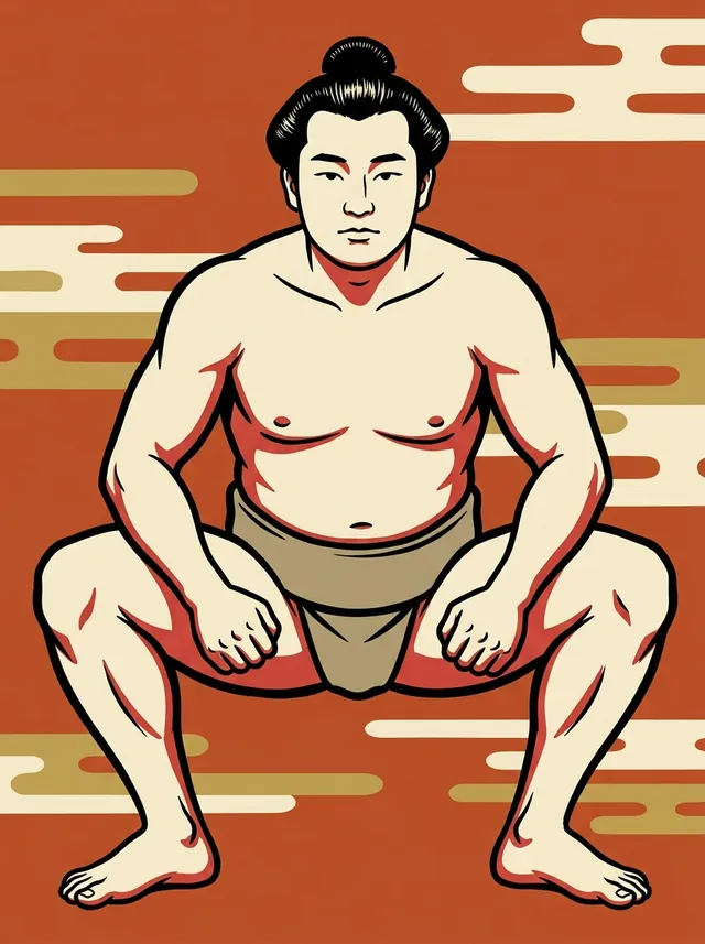 AI-generated illustration of a representative sumo wrestler. Not a photograph or a likeness of Tatsunishiki.
