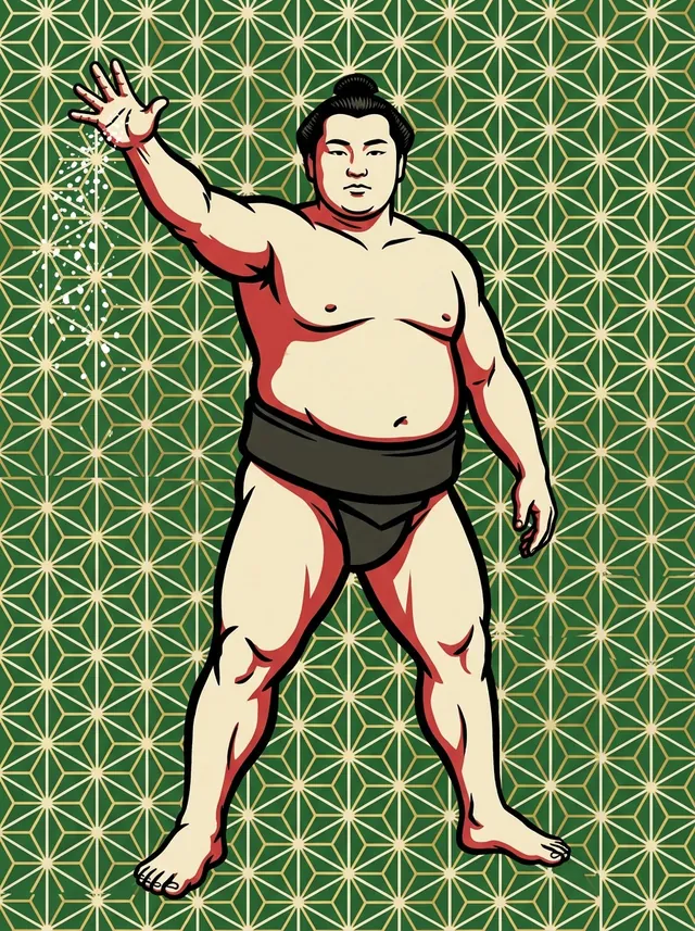 AI-generated illustration of a representative sumo wrestler. Not a photograph or a likeness of Tatsunohana Ritsuei.