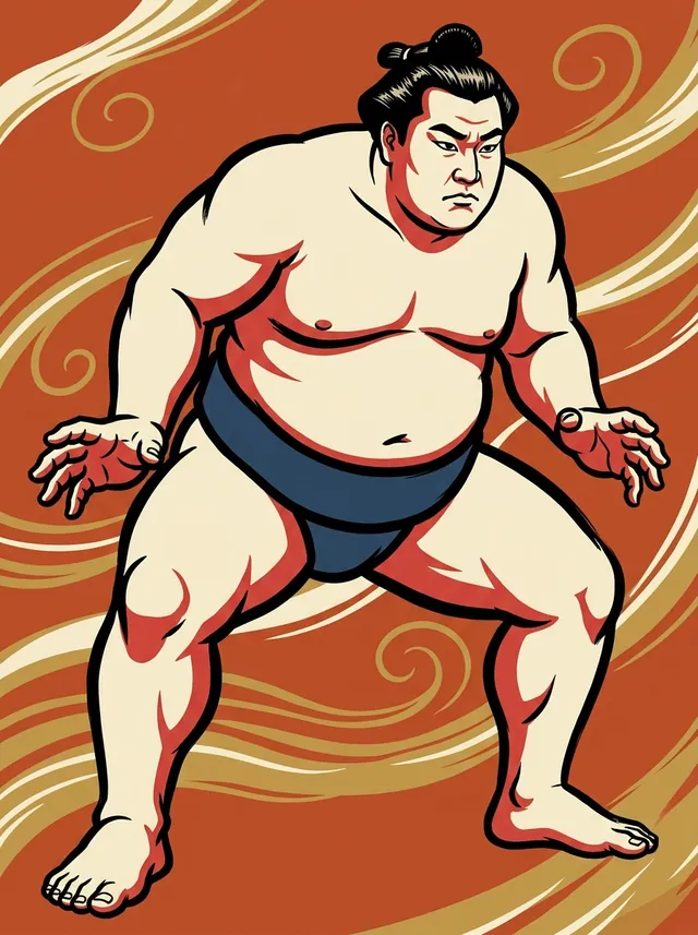 AI-generated illustration of a representative sumo wrestler. Not a photograph or a likeness of Tenshoyama Shogo.