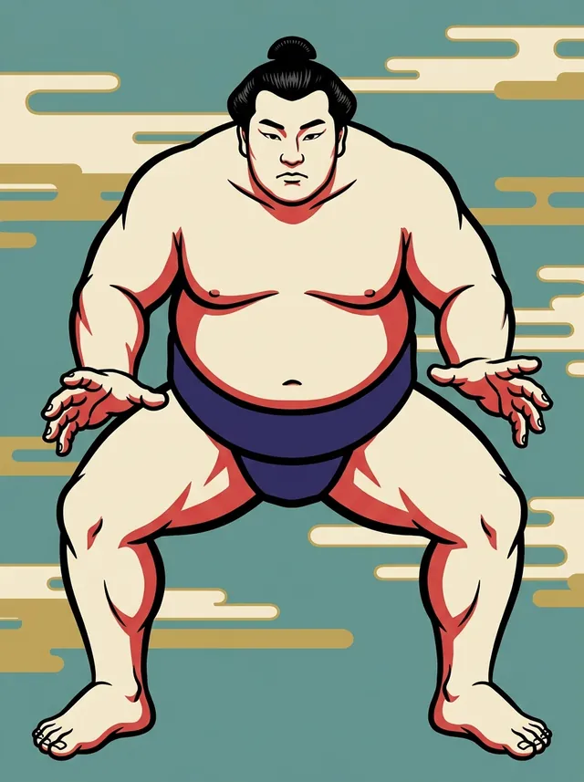 AI-generated illustration of a representative sumo wrestler. Not a photograph or a likeness of Tochinoshin Tsuyoshi.
