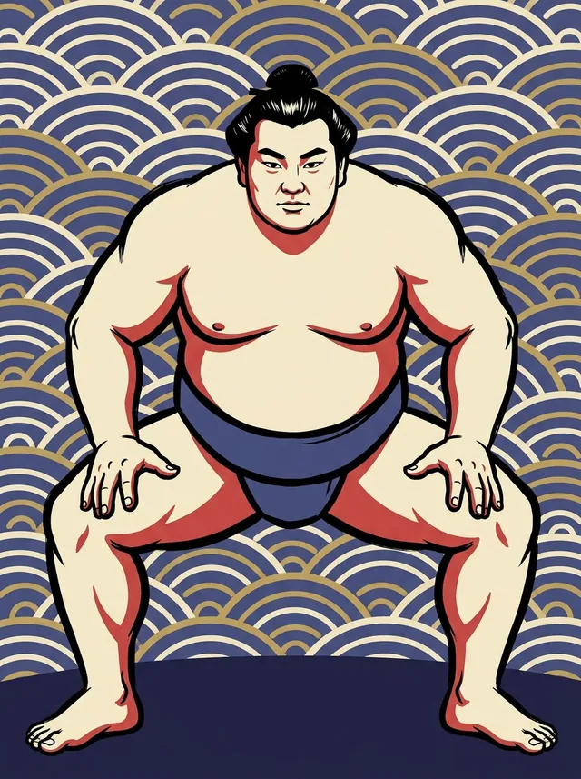 AI-generated illustration of a representative sumo wrestler. Not a photograph or a likeness of Tochinowaka Michihiro.