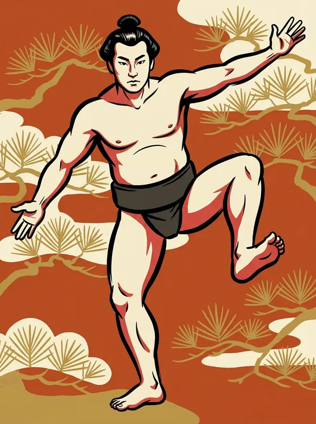 AI-generated illustration of a representative sumo wrestler. Not a photograph or a likeness of Tochitaikai Jiro.