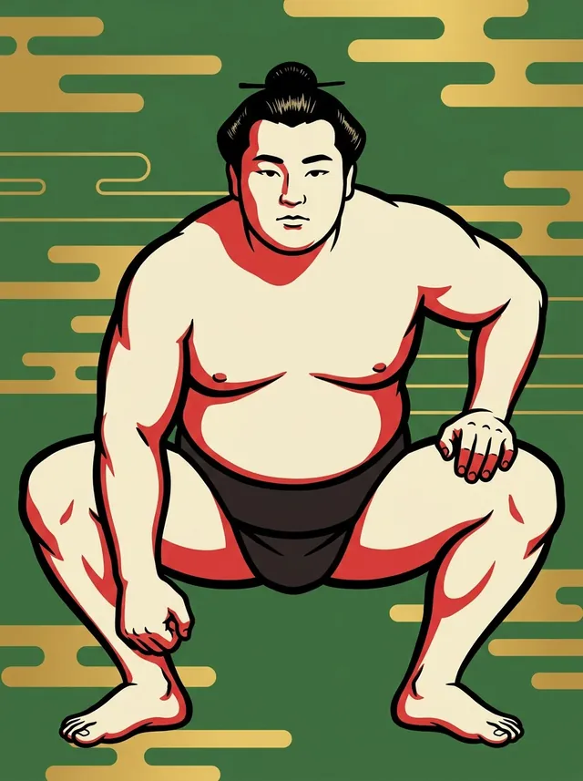 AI-generated illustration of a representative sumo wrestler. Not a photograph or a likeness of Tominohana.