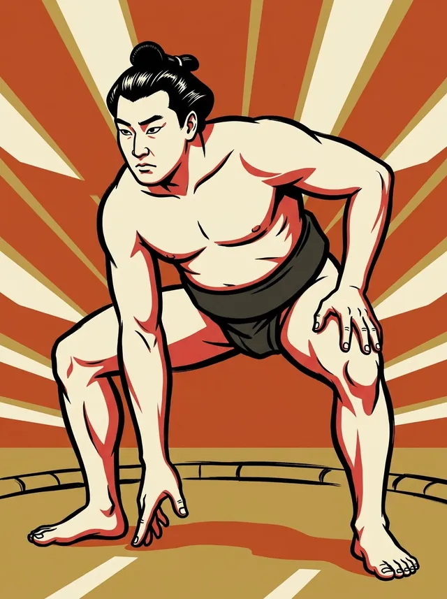 AI-generated illustration of a representative sumo wrestler. Not a photograph or a likeness of Wakachikara Toru.