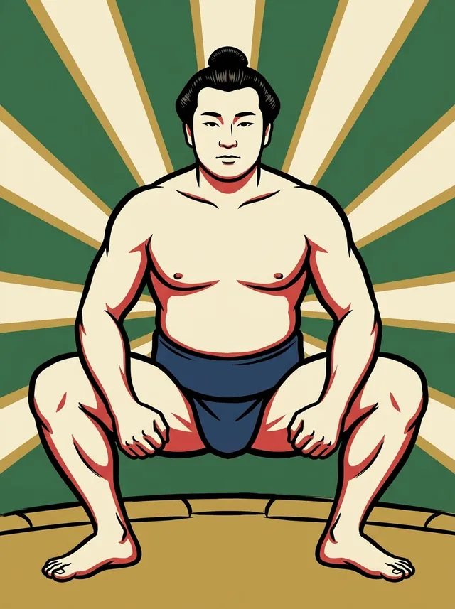 AI-generated illustration of a representative sumo wrestler. Not a photograph or a likeness of Wakashoji Ano.
