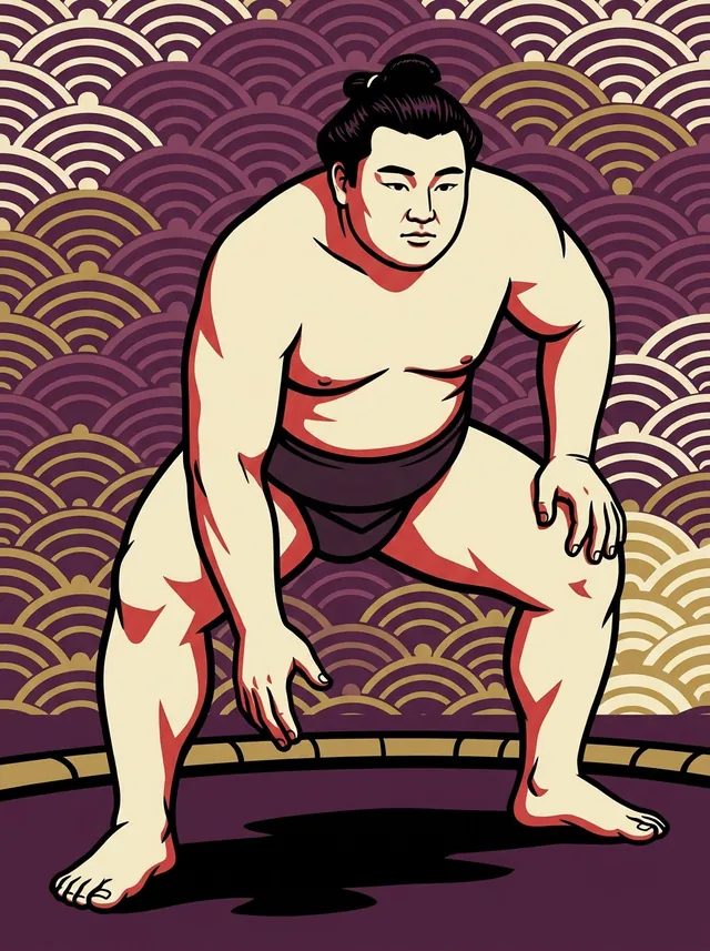 AI-generated illustration of a representative sumo wrestler. Not a photograph or a likeness of Wakayashima Masaki.