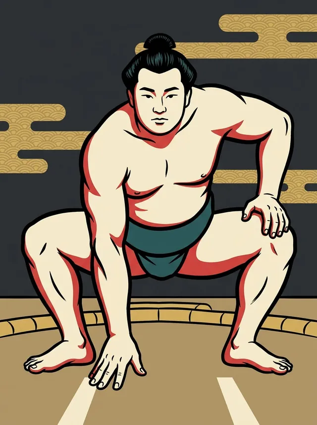 AI-generated illustration of a representative sumo wrestler. Not a photograph or a likeness of Yamada Narihide.